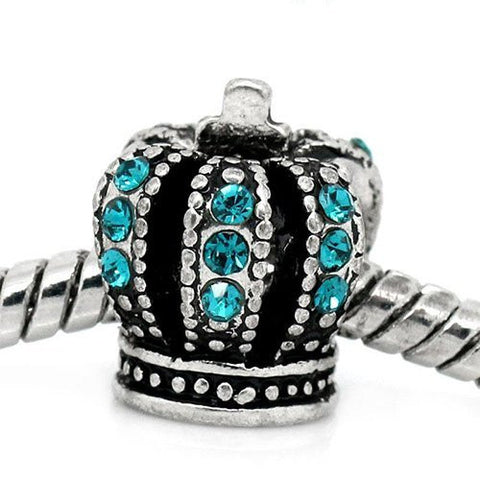 Blue Crystals on Crown European Bead Compatible for Most European Snake Chain Bracelet - Sexy Sparkles Fashion Jewelry - 4