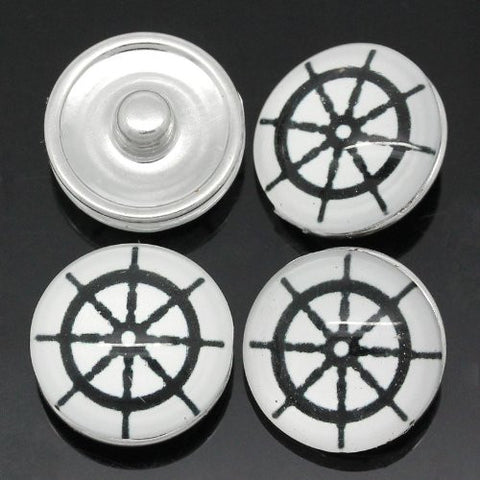 Ship Helm Design Glass Chunk Charm Button Fits Chunk Bracelet - Sexy Sparkles Fashion Jewelry - 3