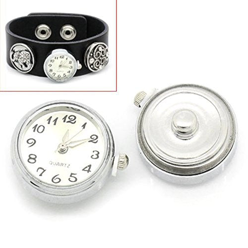 White Watch Face Chunk Click Buttons Snap for Chunk Bracelet 25x21mm,knob:5.5mm - Sexy Sparkles Fashion Jewelry - 1
