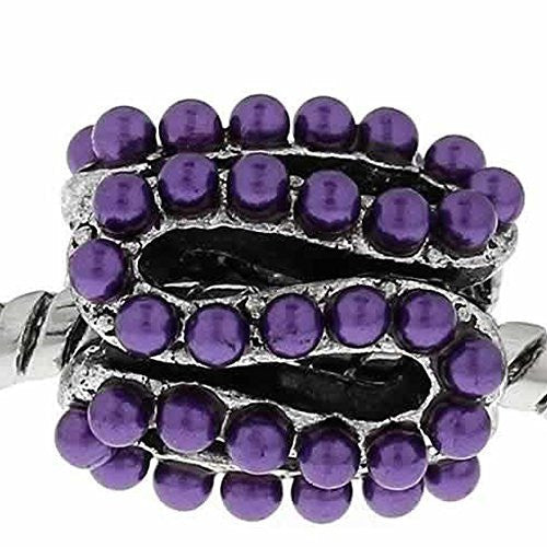 S Pattern Charm Bead with Purple Acrylic Balls For Snake Chain Bracelet - Sexy Sparkles Fashion Jewelry - 1