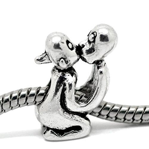 Loving Couple Kissing European Bead Compatible for Most European Snake Chain Bracelet