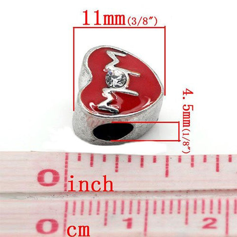 Mother Day Mom Red Heart European Bead Compatible for Most European Snake Chain Bracelet - Sexy Sparkles Fashion Jewelry - 2