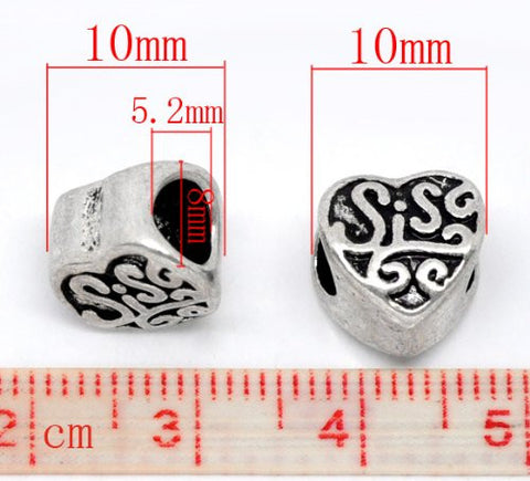 Sis Heart European Bead Compatible for Most European Snake Chain Bracelet - Sexy Sparkles Fashion Jewelry - 3