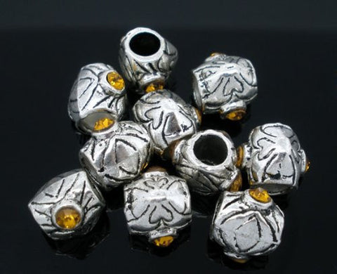 Yellow  Rhinestone Charm Beads For Snake Chain Bracelet - Sexy Sparkles Fashion Jewelry - 3