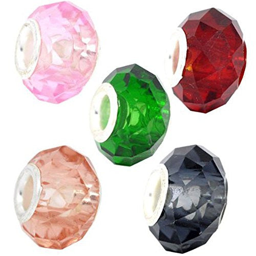 5 Five Murano Glass Faceted Glass Beads for Snake Chain Bracelet (You Will Recieve All 5 s As Shown) - Sexy Sparkles Fashion Jewelry
