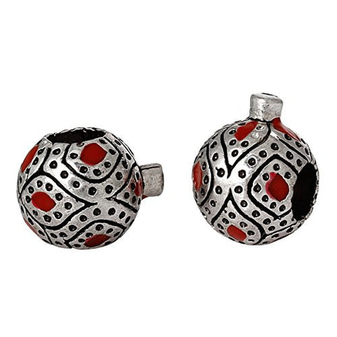 Round Dot Pattern European Bead Compatible for Most European Snake Chain Bracelet (Red) - Sexy Sparkles Fashion Jewelry - 2
