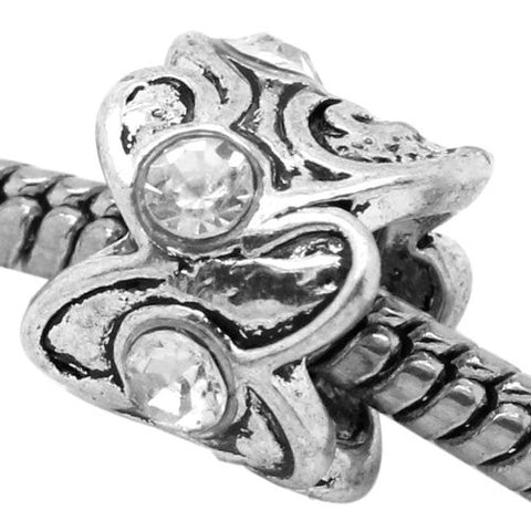 Clear  Rhinestone Spacer Bead European Bead Compatible for Most European Snake Chain Charm Bracelet - Sexy Sparkles Fashion Jewelry - 2
