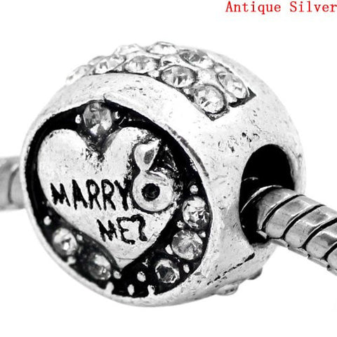 Marry Me? Charm European Bead Compatible for Most European Snake Chain Bracelet - Sexy Sparkles Fashion Jewelry - 2