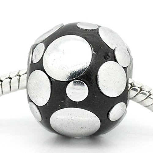 Black Clay Indonesia Carved Dotted Design Spacer Charm Bead For Snake Chain Bracelet - Sexy Sparkles Fashion Jewelry