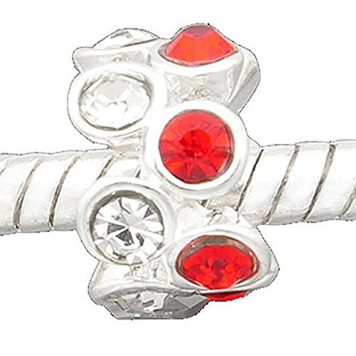 July Birthstone Ruby Red  Crystals European Bead Compatible for Most European Snake Chain Bracelet