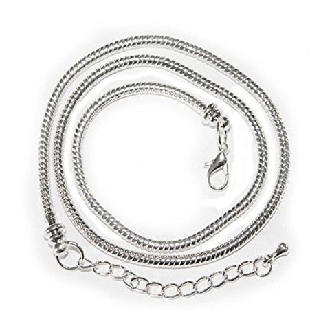 silver plated base Bead Barrel Clasp European 22 Inches Snake Chain Necklace - Sexy Sparkles Fashion Jewelry - 1