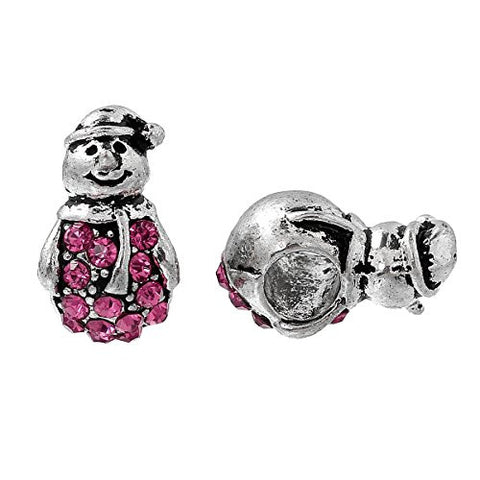 Christmas Snowman Pink Charm Bead for European Snake Chain Charm Bracelet - Sexy Sparkles Fashion Jewelry - 3