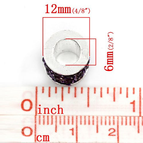 Purple Sparkly Charm w/ Rhinestones for Snake Chain Charm Bracelets - Sexy Sparkles Fashion Jewelry - 2