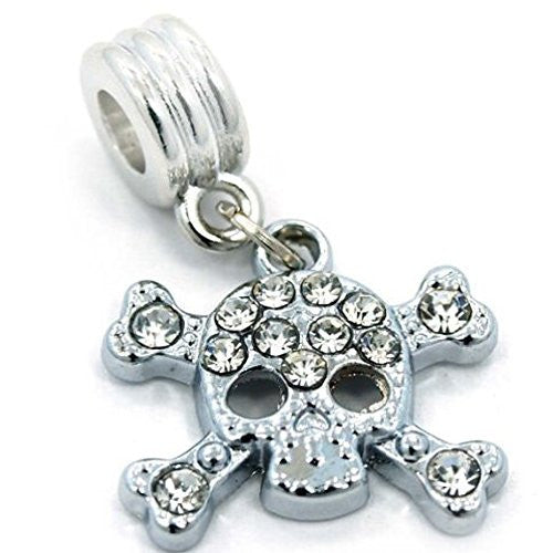 Skull & Crossbones Dangle European Bead Compatible for Most European Snake Chain Bracelet - Sexy Sparkles Fashion Jewelry