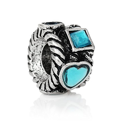 Hears and Square Patten Design Charm Spacer Bead for Snake Chain Charm Bracelet - Sexy Sparkles Fashion Jewelry - 1