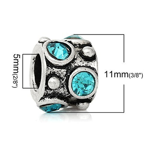 Birthday Month Charms W/ Round  Crystals Bead  (Blue) - Sexy Sparkles Fashion Jewelry - 3