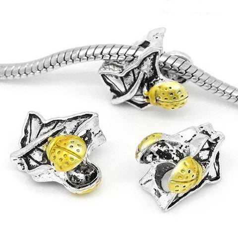 Lady Bug on Leaf Bead Spacer for Snake Chain Charm Bracelet - Sexy Sparkles Fashion Jewelry - 3