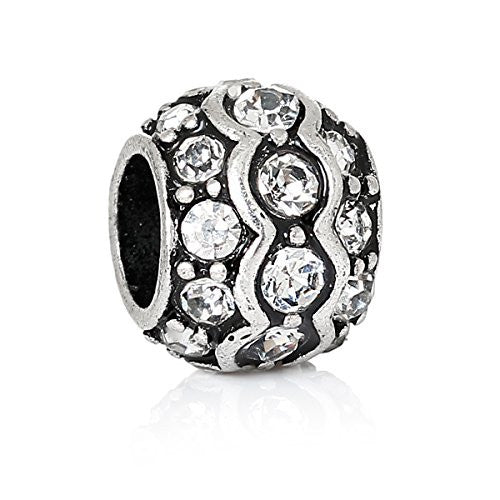 Clear crystal European Bead Compatible for Most European Snake Chain Charm Bracelet