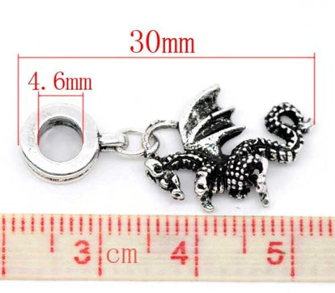 Flying Dragon 3d Dangle Charm European Bead Compatible for Most European Snake Chain Bracelet - Sexy Sparkles Fashion Jewelry - 3
