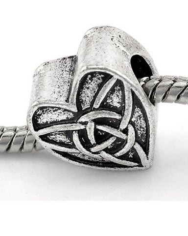 Celtic Knot Triquetra Heart Charm Spacer European Bead Compatible for Most European Snake Chain Bracelet - Sexy Sparkles Fashion Jewelry - 1