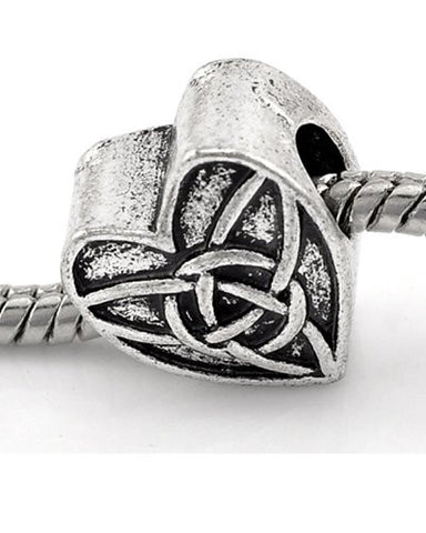 Celtic Knot Triquetra Heart Charm Spacer European Bead Compatible for Most European Snake Chain Bracelet - Sexy Sparkles Fashion Jewelry - 1