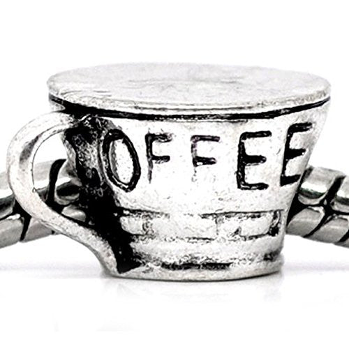 Coffee Cup Mug Charm European Bead Compatible for Most European Snake Chain Bracelet