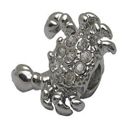 Crab Bead with Clear  Rhinestones For Snake Chain Charm Bracelet - Sexy Sparkles Fashion Jewelry - 1