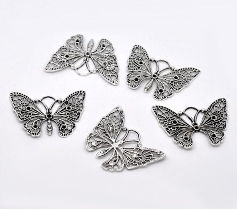 Silver Tone Butterfly Pendant for Necklace - Sexy Sparkles Fashion Jewelry - 2