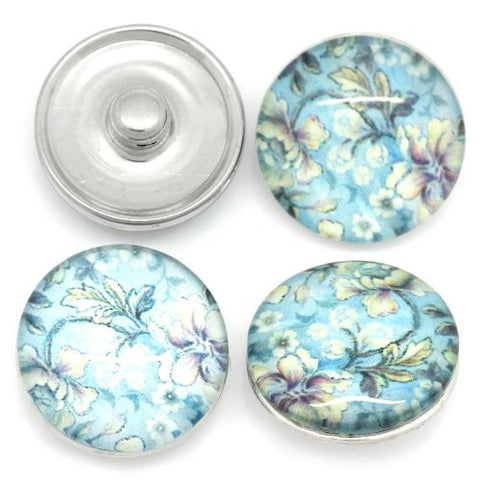 Flower Design Glass Chunk Charm Button Fits Chunk Bracelet 18mm for Noosa Style Bracelet - Sexy Sparkles Fashion Jewelry - 3