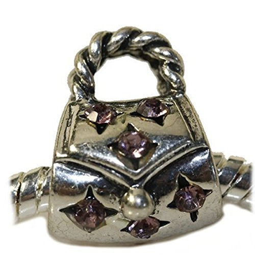 Purse Handbag Amethyst crystals Bead For Snake Chain Bracelet