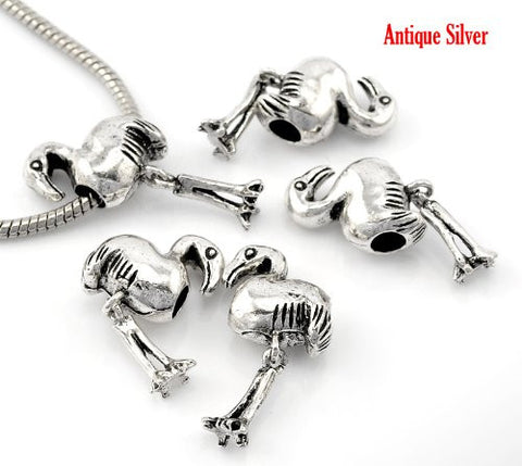 Flamingo with Dancing Legs Charm Spacer European Bead Compatible for Most European Snake Chain Bracelet - Sexy Sparkles Fashion Jewelry - 2