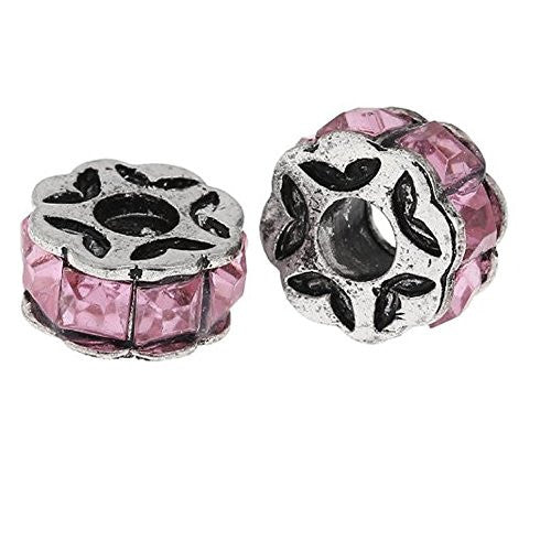 Pink Flower Design Charm Beads for Snake Charm Charm Bracelet - Sexy Sparkles Fashion Jewelry - 1