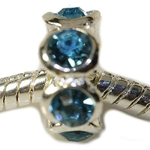 Decmeber Blue Birthstone  Rhinestone Charm European Bead Compatible for Most European Snake Chain Bracelet - Sexy Sparkles Fashion Jewelry - 1