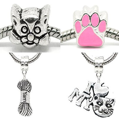 Cat Lovers Charm Beads For Snake Chain Bracelet - Sexy Sparkles Fashion Jewelry - 1