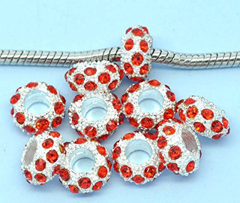 Red Rhinestone Birthstone Charm fits European Snake Chain Charm Bracelet - Sexy Sparkles Fashion Jewelry - 3