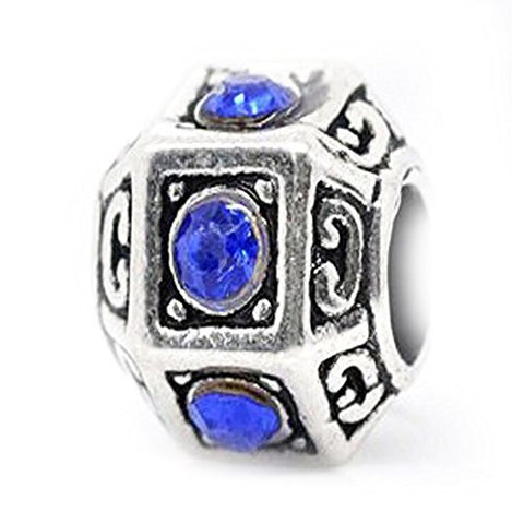 Royal Blue  Crystals Polyhedron Bead Charm Spacer For Snake Chain Charm Bracelet - Sexy Sparkles Fashion Jewelry - 1