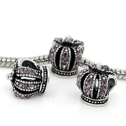 Mauve Crown European Bead Compatible for Most European Snake Chain Bracelet - Sexy Sparkles Fashion Jewelry - 3