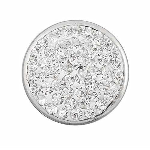 White Crystals Chunk Snap Jewelry Button Round Silver Tone Fit Chunk Bracelets