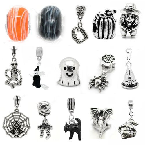 Ten (10) Random Beads of Halloween Charm Set for snake Chain charm bracelets