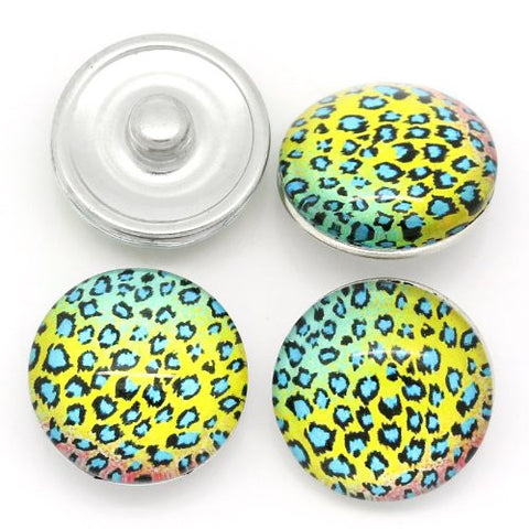Ombre Leopard Print Design Glass Chunk Charm Button Fits Chunk Bracelet - Sexy Sparkles Fashion Jewelry - 3