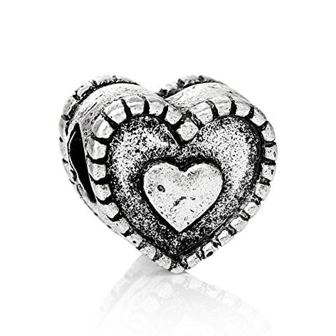 Carved Heart Charm Compatible with European Snake Chain Charm Bracelet - Sexy Sparkles Fashion Jewelry - 1