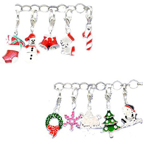 Clip on Five Random Christmas Charms for European Jewelry w/ Lobster Clasp - Sexy Sparkles Fashion Jewelry