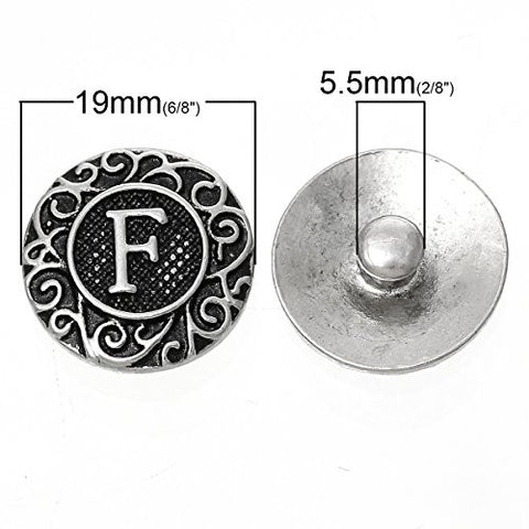 Alphabet Letter F Chunk Snap Button or Pendant Fits Snaps Chunk Bracelet - Sexy Sparkles Fashion Jewelry - 3