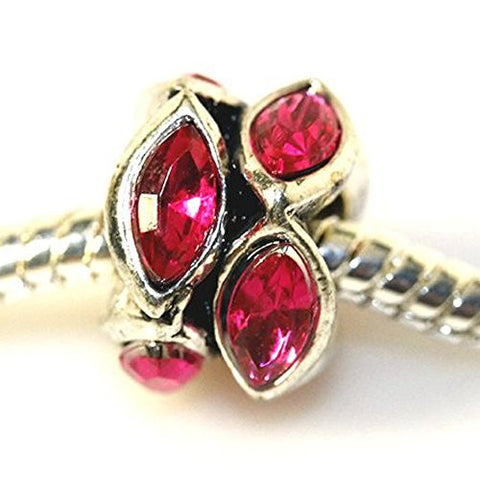 Hot Pink  Rhinestone Crystal Tear Drop Charm European Bead Compatible for Most European Snake Chain Bracelet - Sexy Sparkles Fashion Jewelry - 1