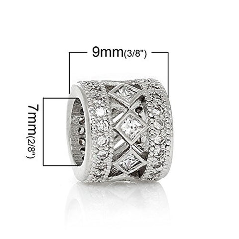 Diamond Shape Clear ed Crystal European European Bead Compatible for Most European Snake Chain Charm Bracelet - Sexy Sparkles Fashion Jewelry - 2