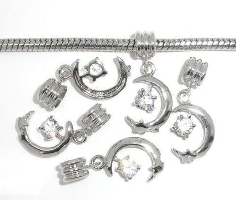 Moon and Star Dangle Bead European Bead Compatible for Most European Snake Chain Charm Bracelet - Sexy Sparkles Fashion Jewelry - 4