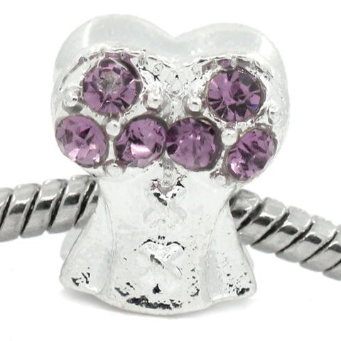 Purple Corset Top with Rhinestone Charm Bead Spacer For Snake Chain Bracelets - Sexy Sparkles Fashion Jewelry - 4