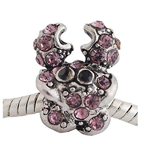 Crab with Crystals Spacer Bead For Snake Chain Bracelet (Purple) - Sexy Sparkles Fashion Jewelry