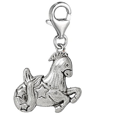Zodiac Signs Clip On For Bracelet Charm Pendant for European Charm Jewelry w/ Lobster Clasp (Aries)
