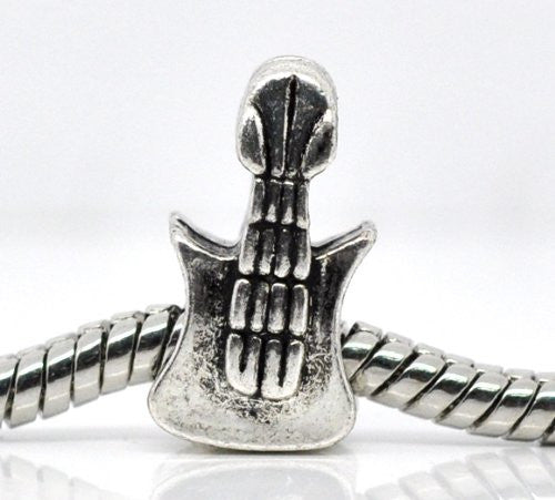Guitar Charm Spacer European Bead Compatible for Most European Snake Chain Bracelet